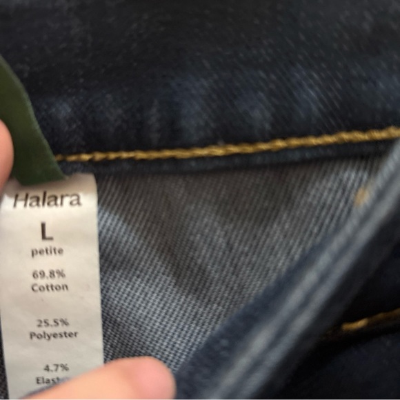 Halara Size Large Flex High Waist StretchWide Leg Cuff Denim Jeans Large Petite - Picture 3 of 4